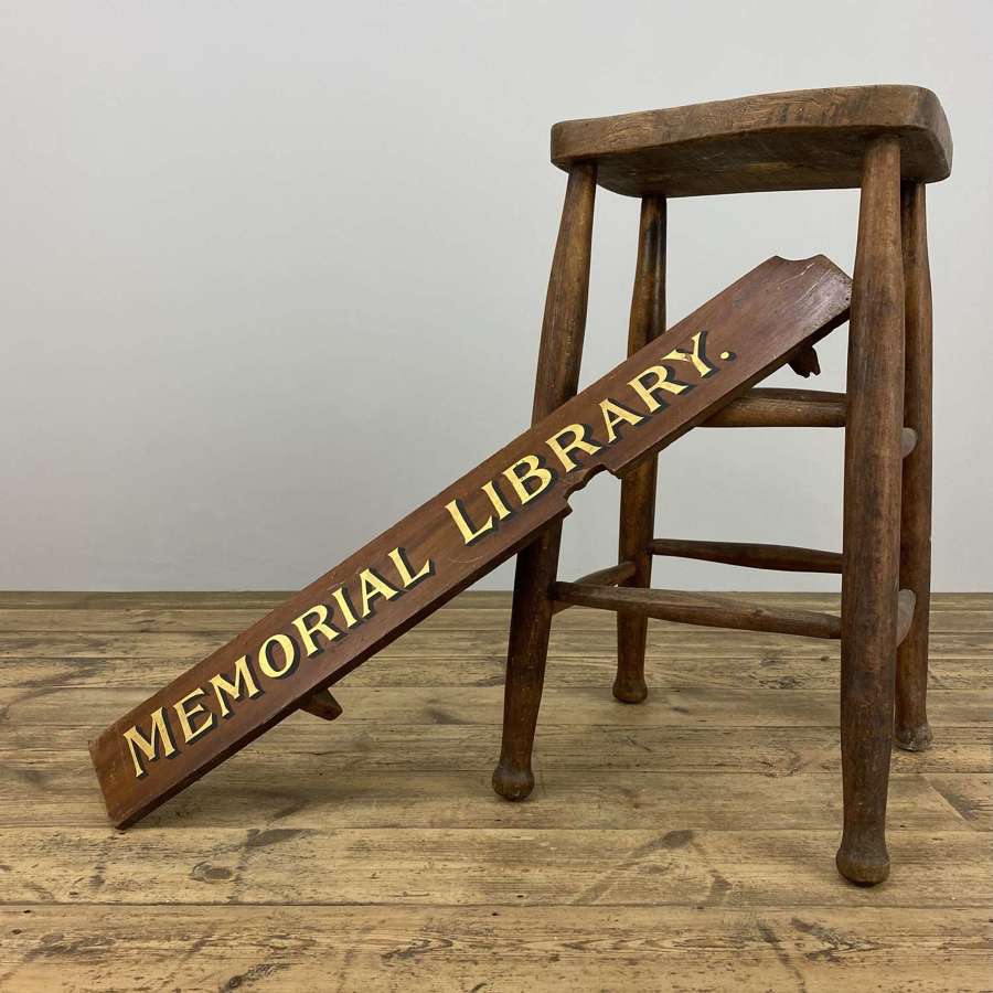 Memorial Library wooden sign