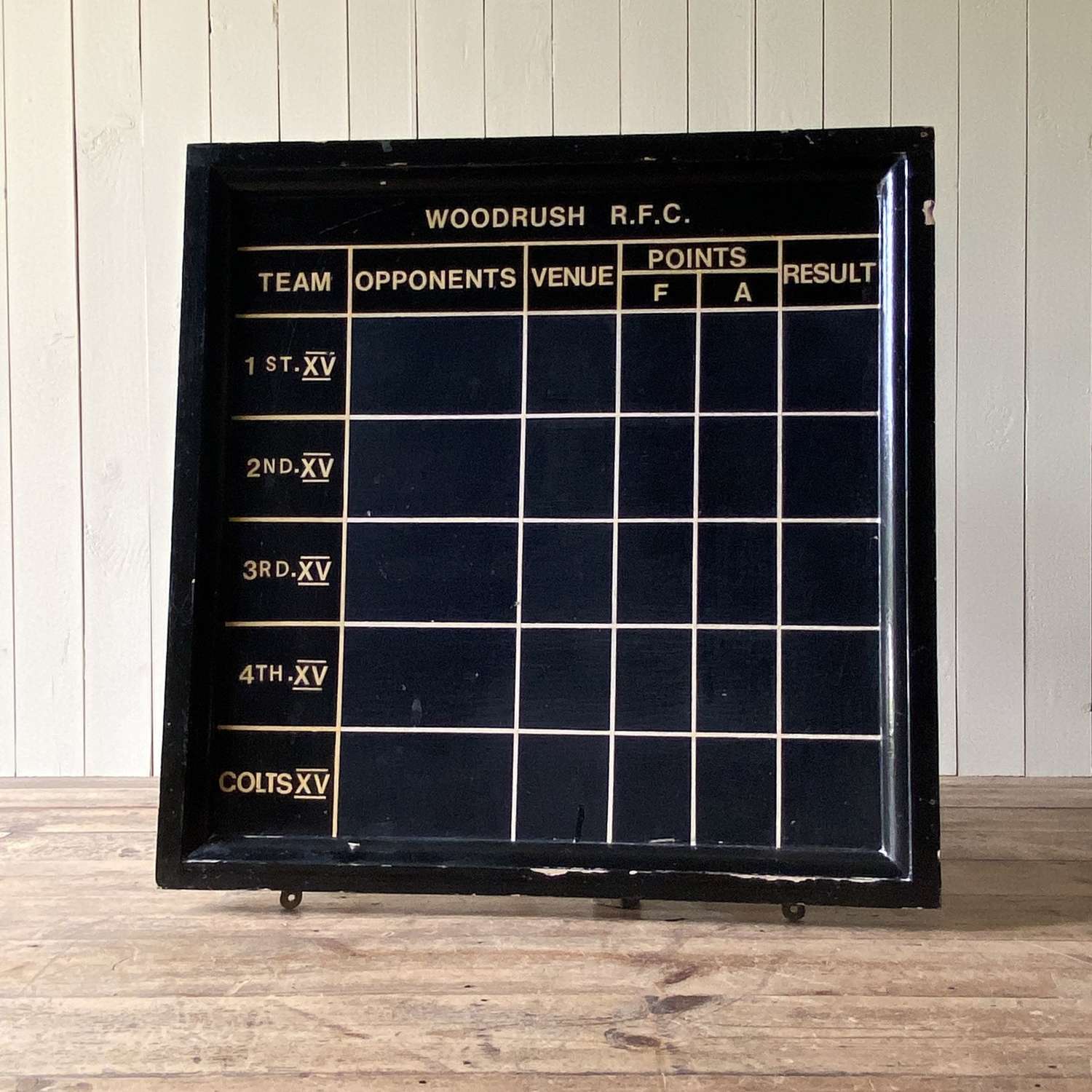 Wooden rugby scoreboard