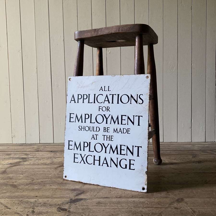 Employment Exchange Enamel Sign