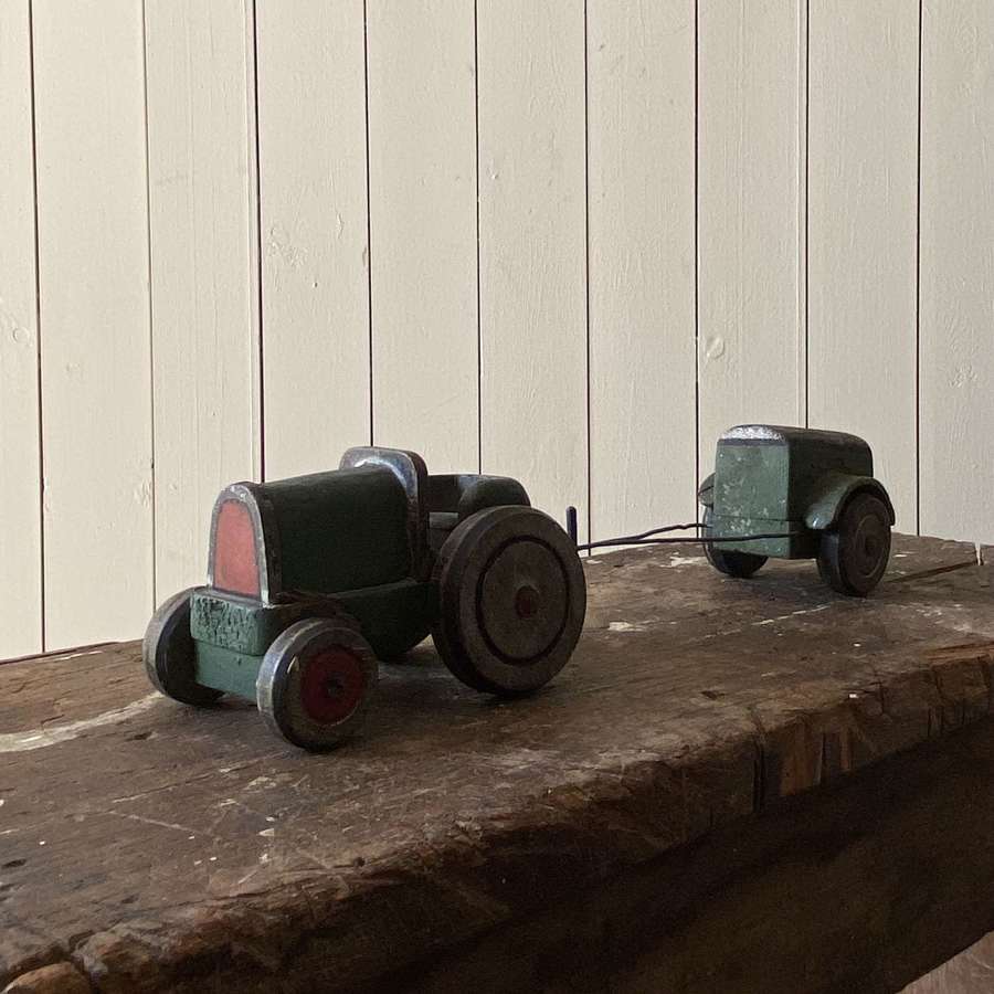 Vintage Wooden Tractor & Trailer
