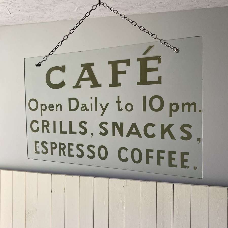 Vintage Glass Cafe Sign