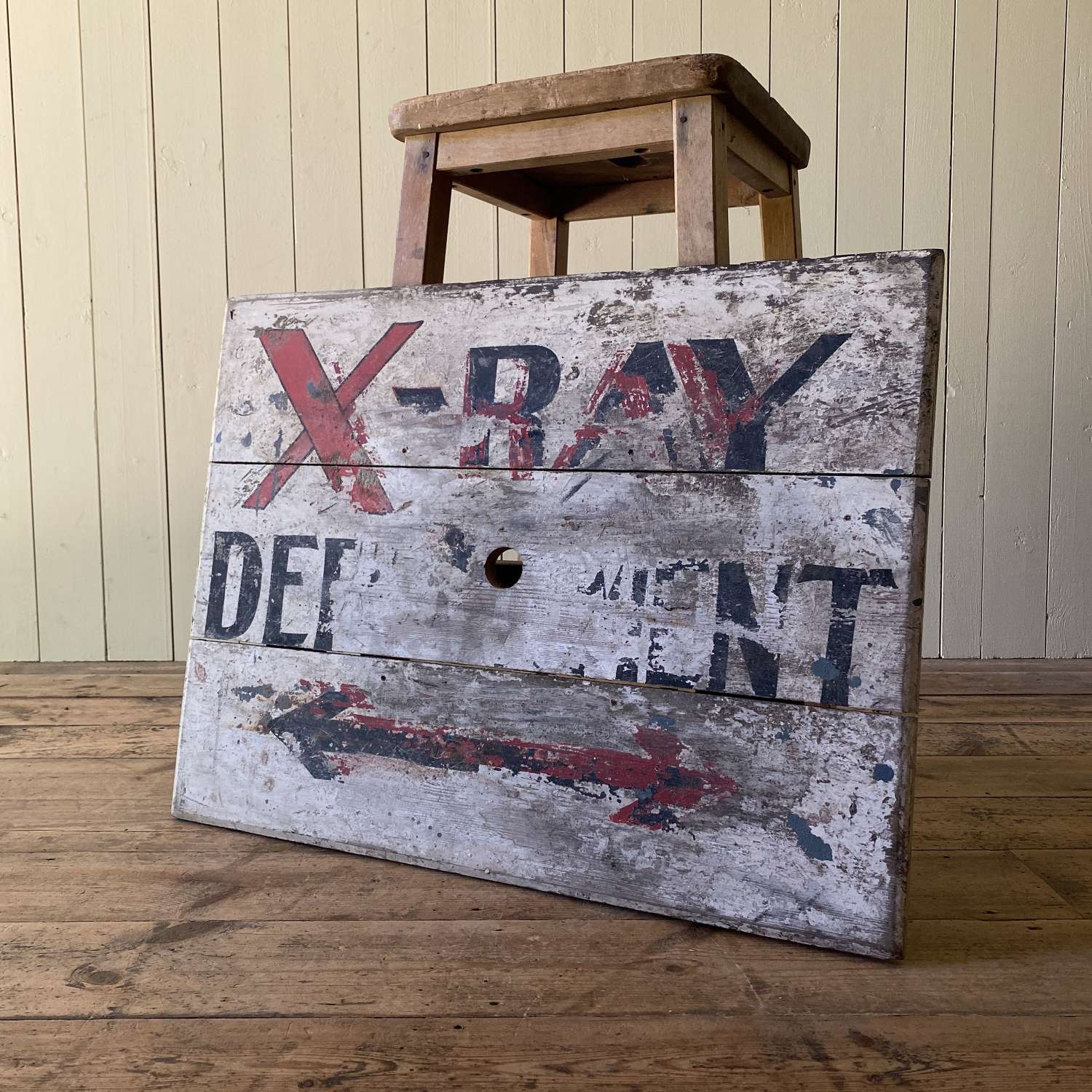 Vintage Wooden X-ray Department Sign