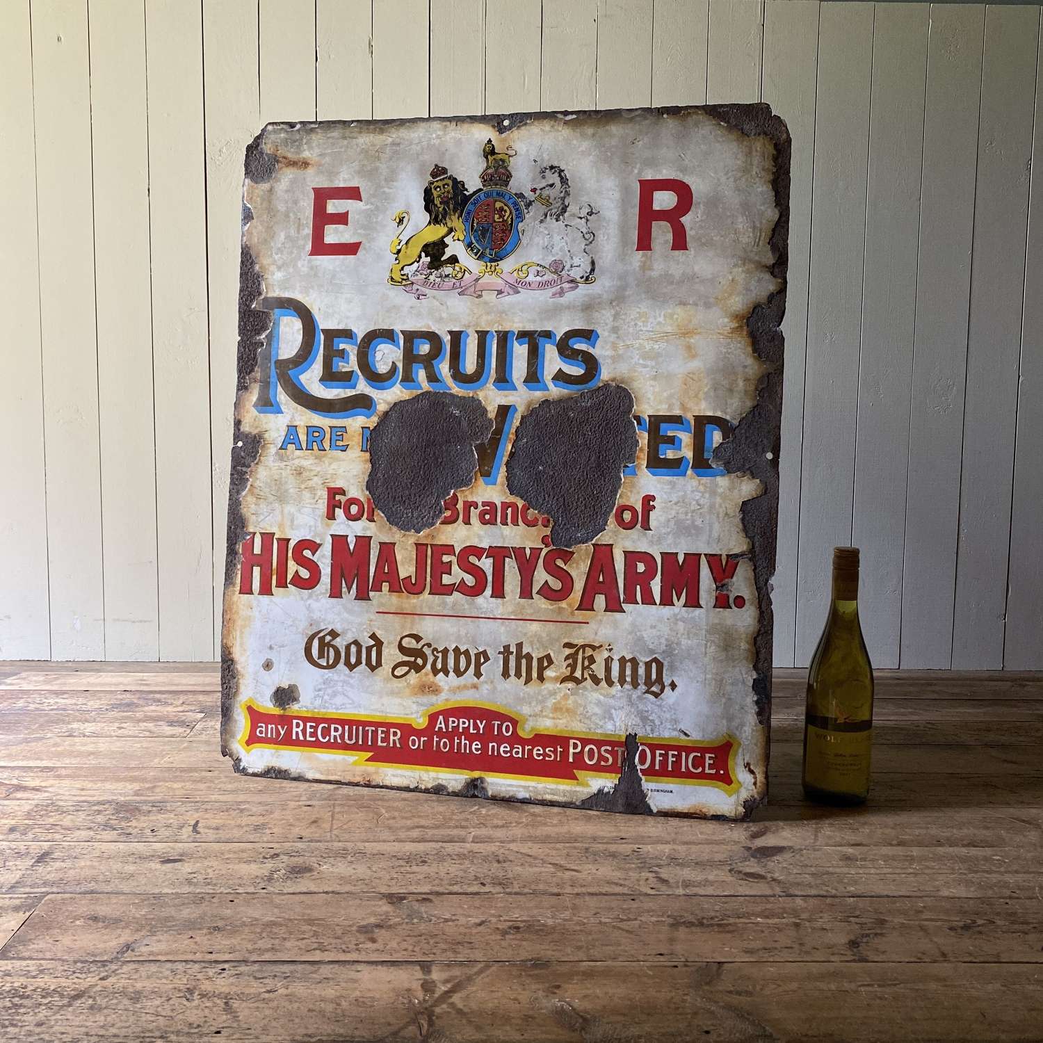 Antique Army Recruitment Enamel Sign