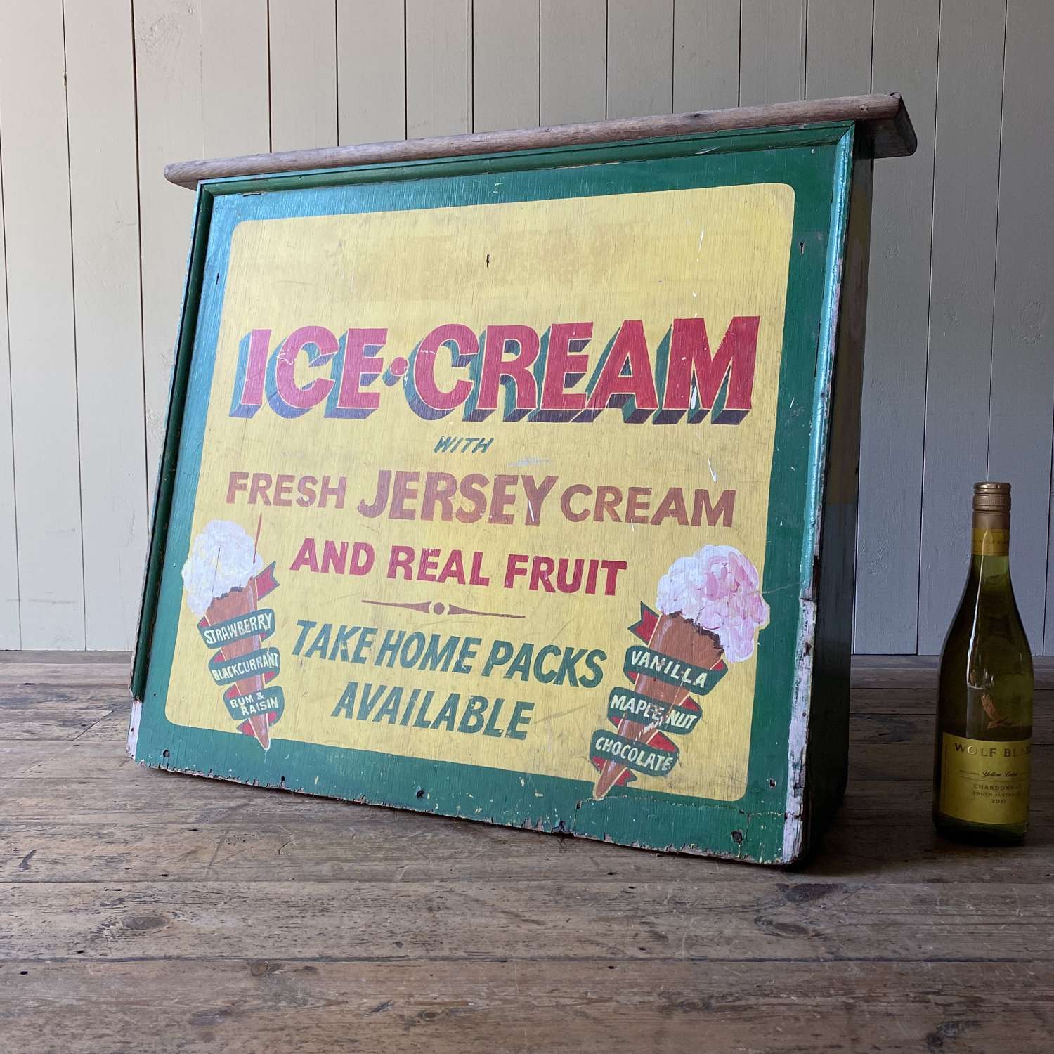 Vintage Wooden Ice Cream Sign