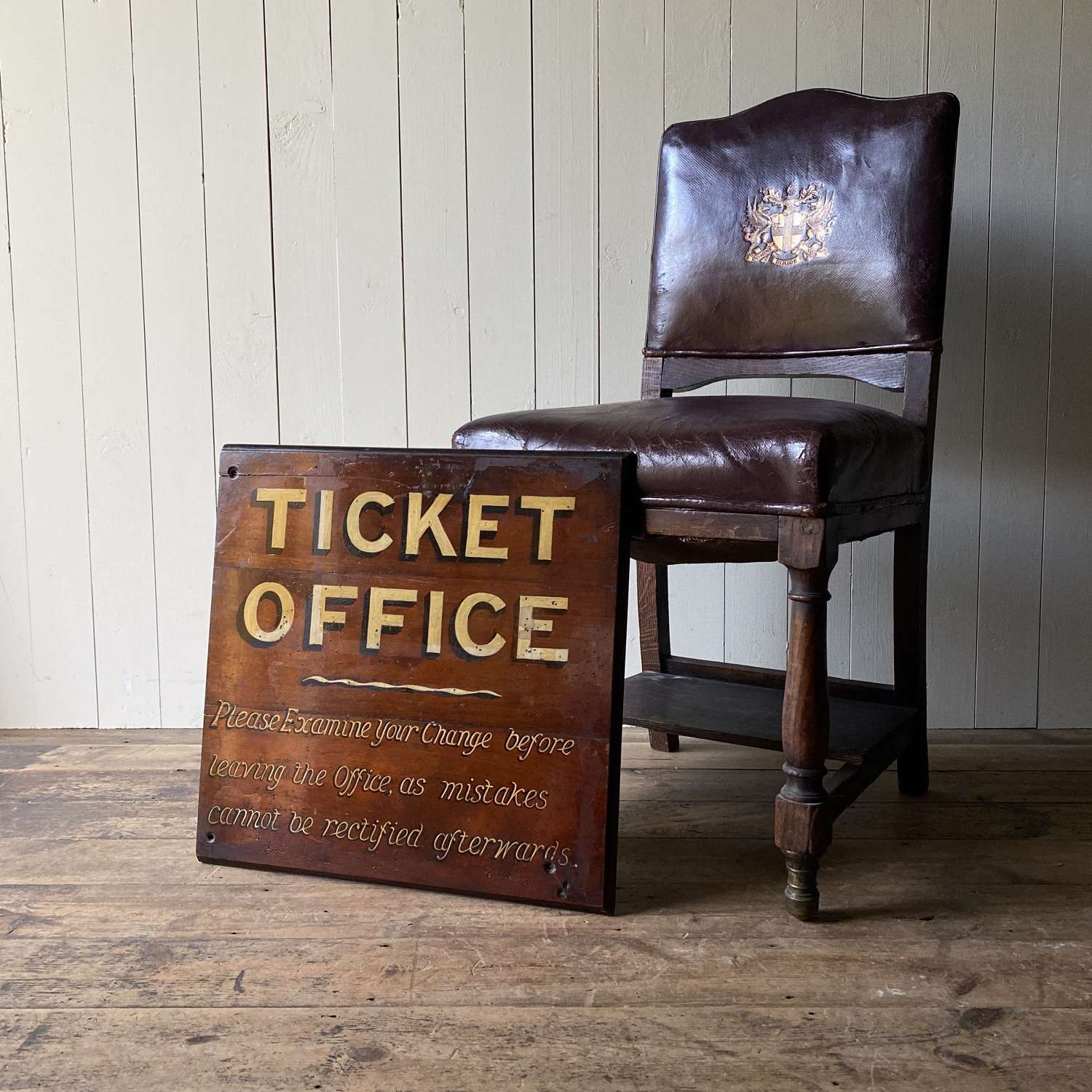 Vintage Wooden Ticket Office Sign