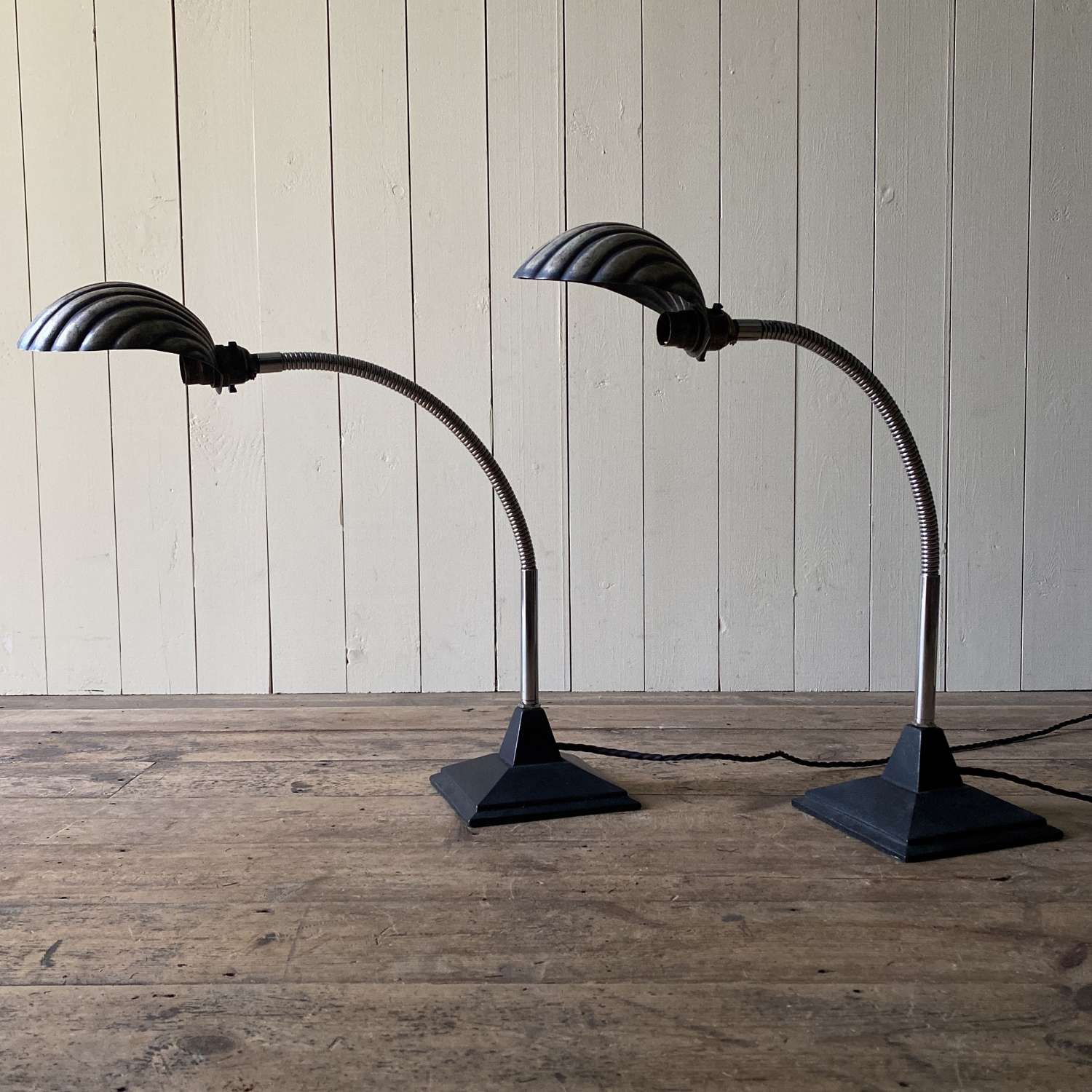 Pair of Vintage Swan Neck Lamps