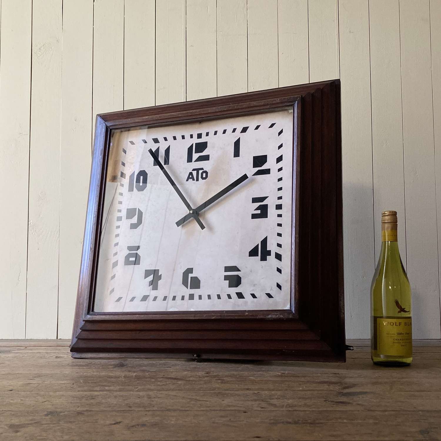Large Wooden Factory Clock