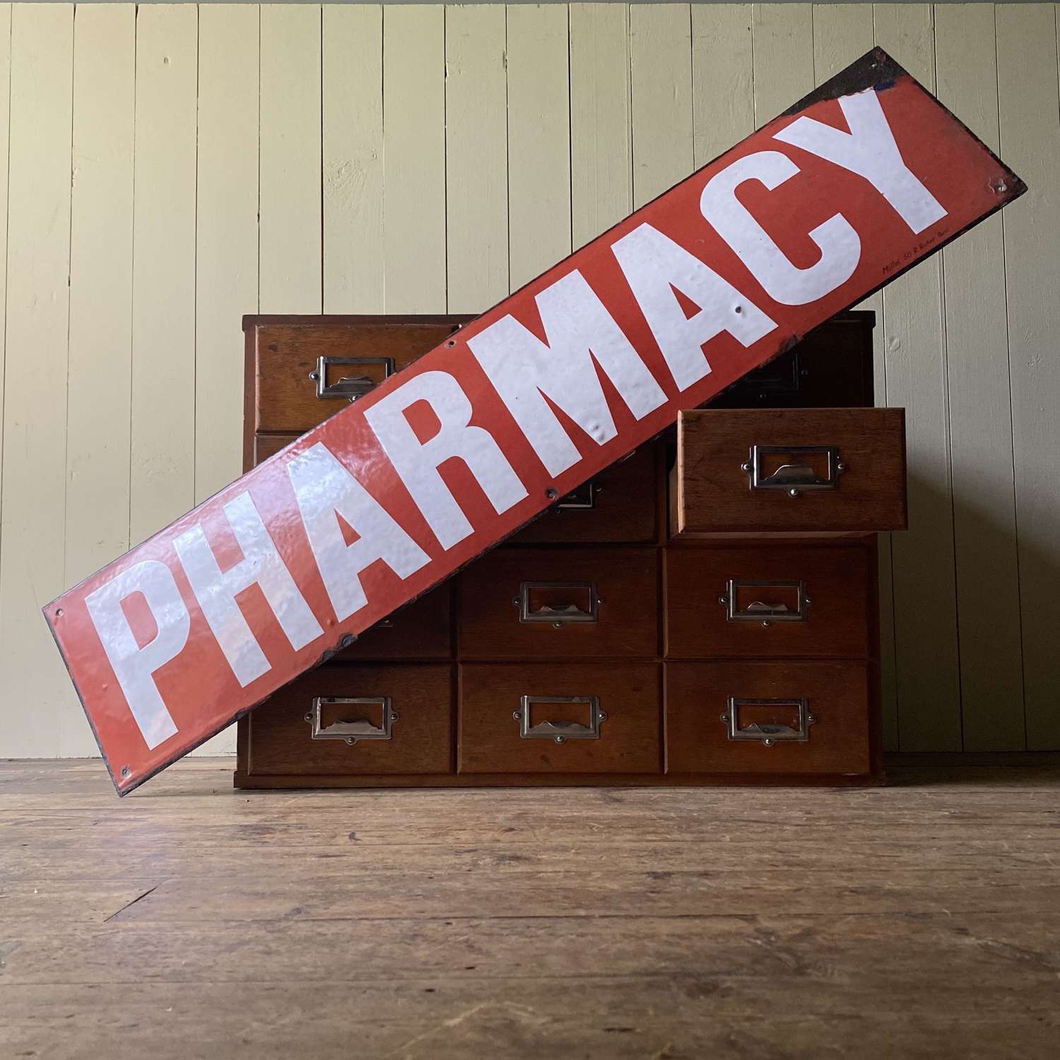 Antique Enamel Pharmacy Sign