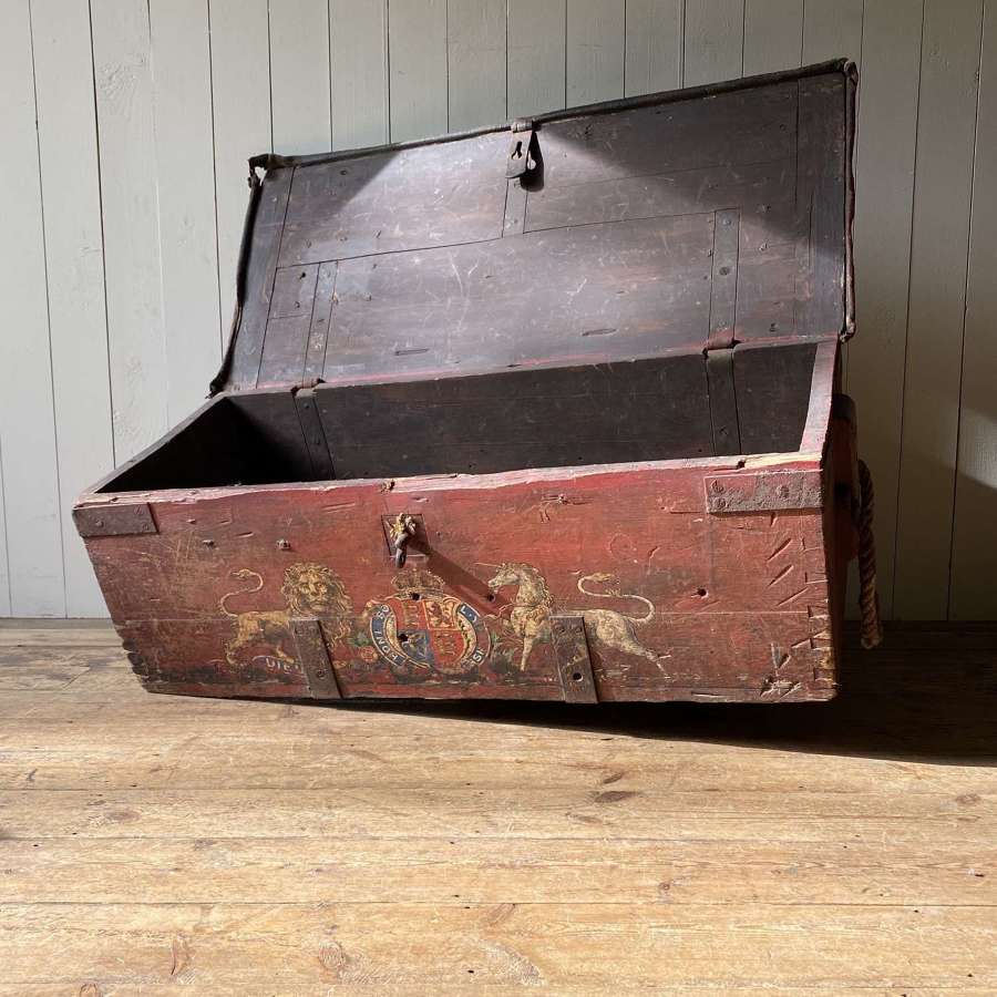 Antique Wooden Trunk with Crest
