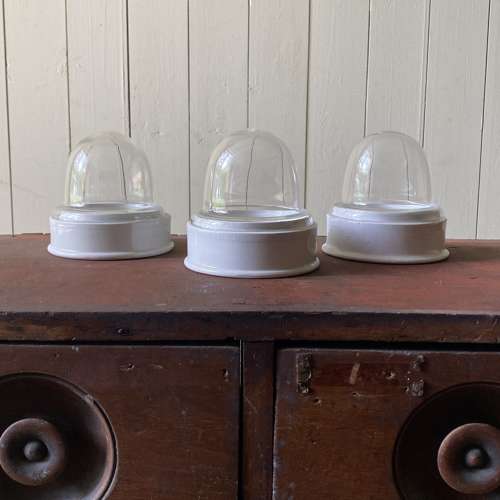 Trio of Early Ceramic/Glass Specimen Displays