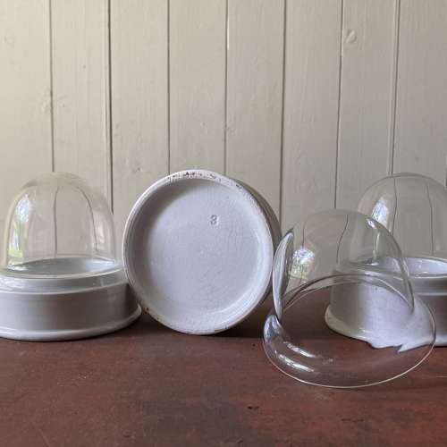 Trio of Early Ceramic/Glass Specimen Displays