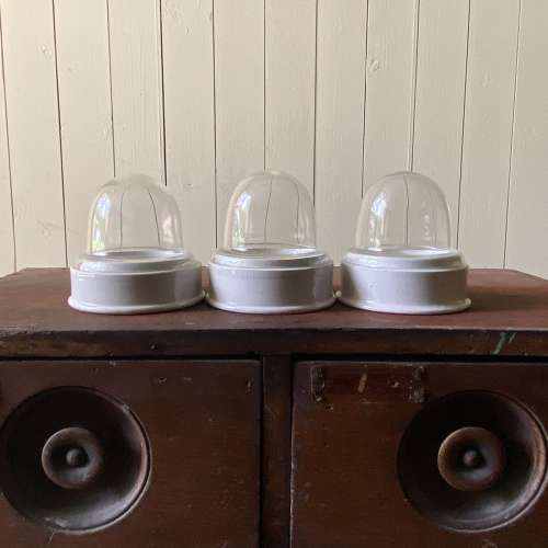 Trio of Early Ceramic/Glass Specimen Displays