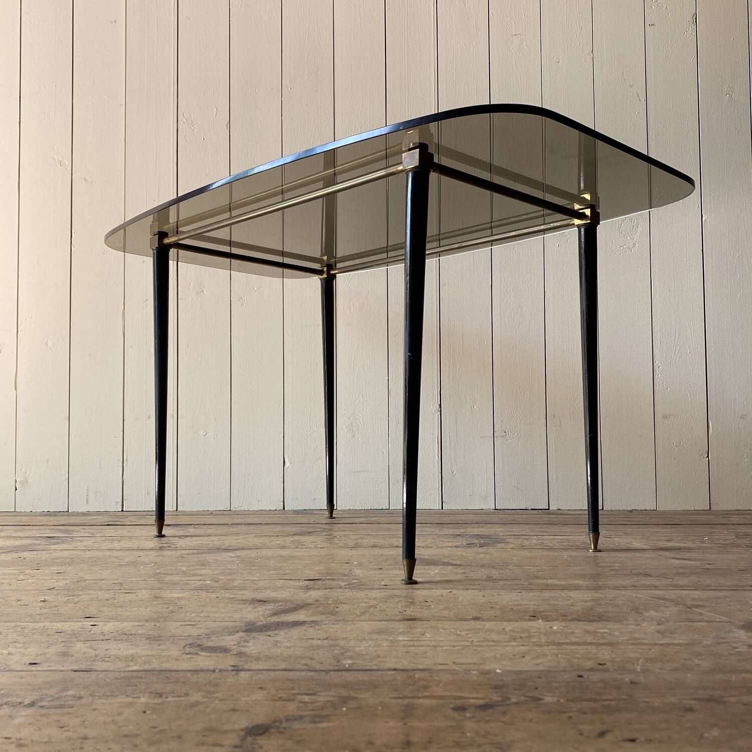 Vintage Glass & Brass Coffee Table