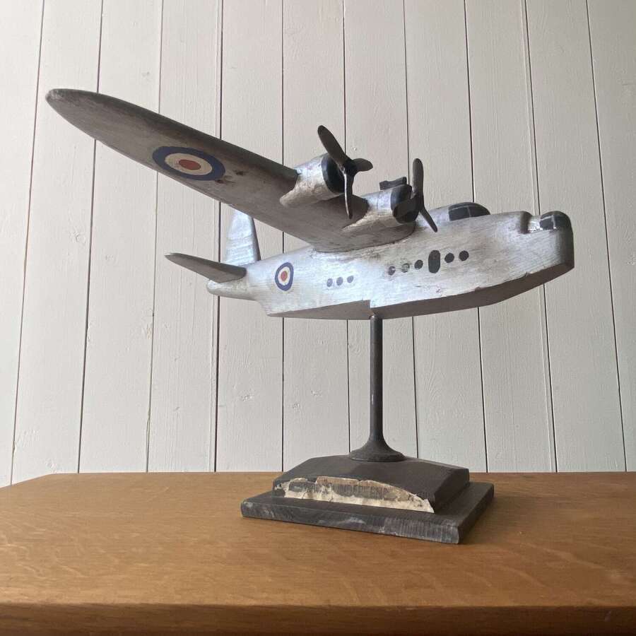 Vintage Wooden Sunderland Flying Boat Model