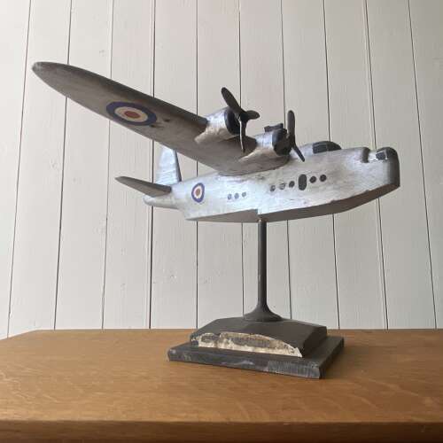 Vintage Wooden Sunderland Flying Boat Model