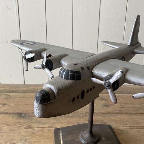 Vintage Wooden Sunderland Flying Boat Model