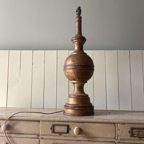 Antique Painted Wooden Lamp