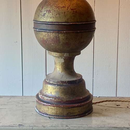 Antique Painted Wooden Lamp