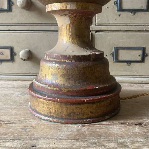 Antique Painted Wooden Lamp