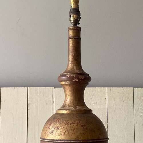 Antique Painted Wooden Lamp