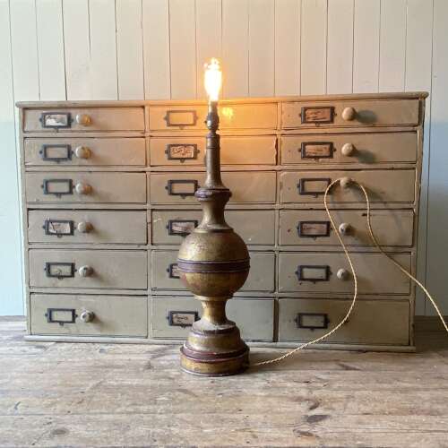 Antique Painted Wooden Lamp