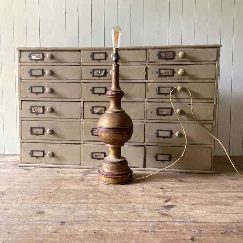 Antique Painted Wooden Lamp