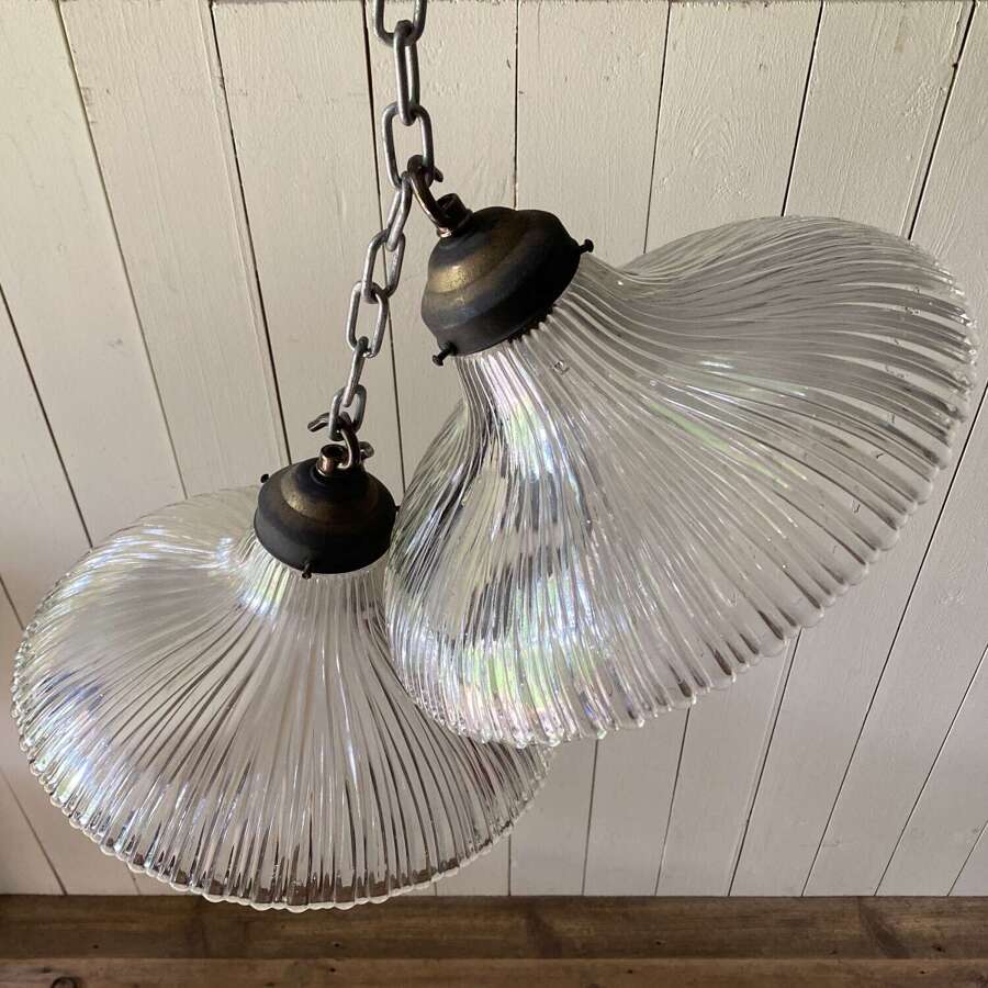 Large Vintage Holophane Pendant Light