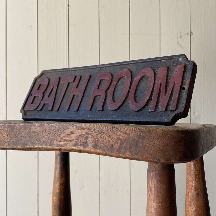 Antique Cast Iron Bathroom Sign