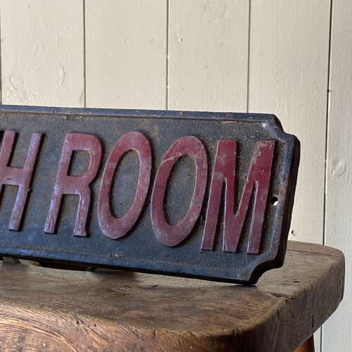 Antique Cast Iron Bathroom Sign