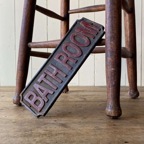 Antique Cast Iron Bathroom Sign