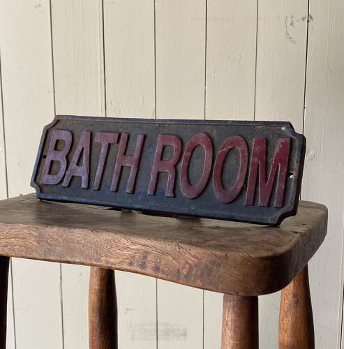 Antique Cast Iron Bathroom Sign