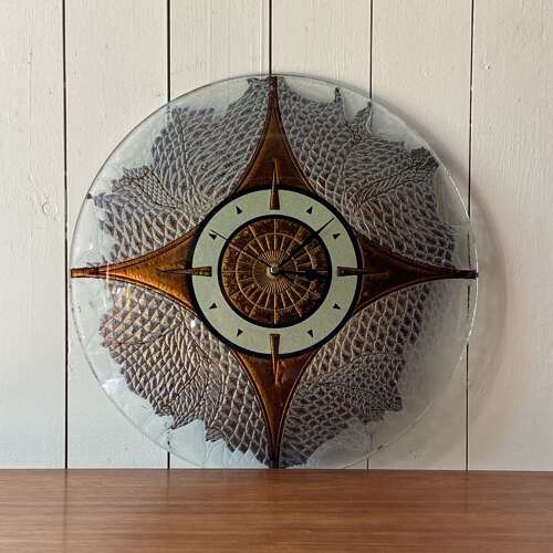 Mid Century Glass Concave Clock