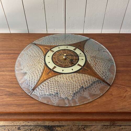 Mid Century Glass Concave Clock
