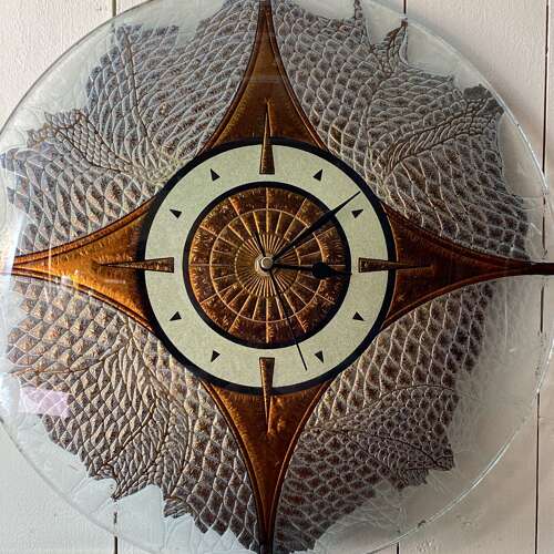 Mid Century Glass Concave Clock